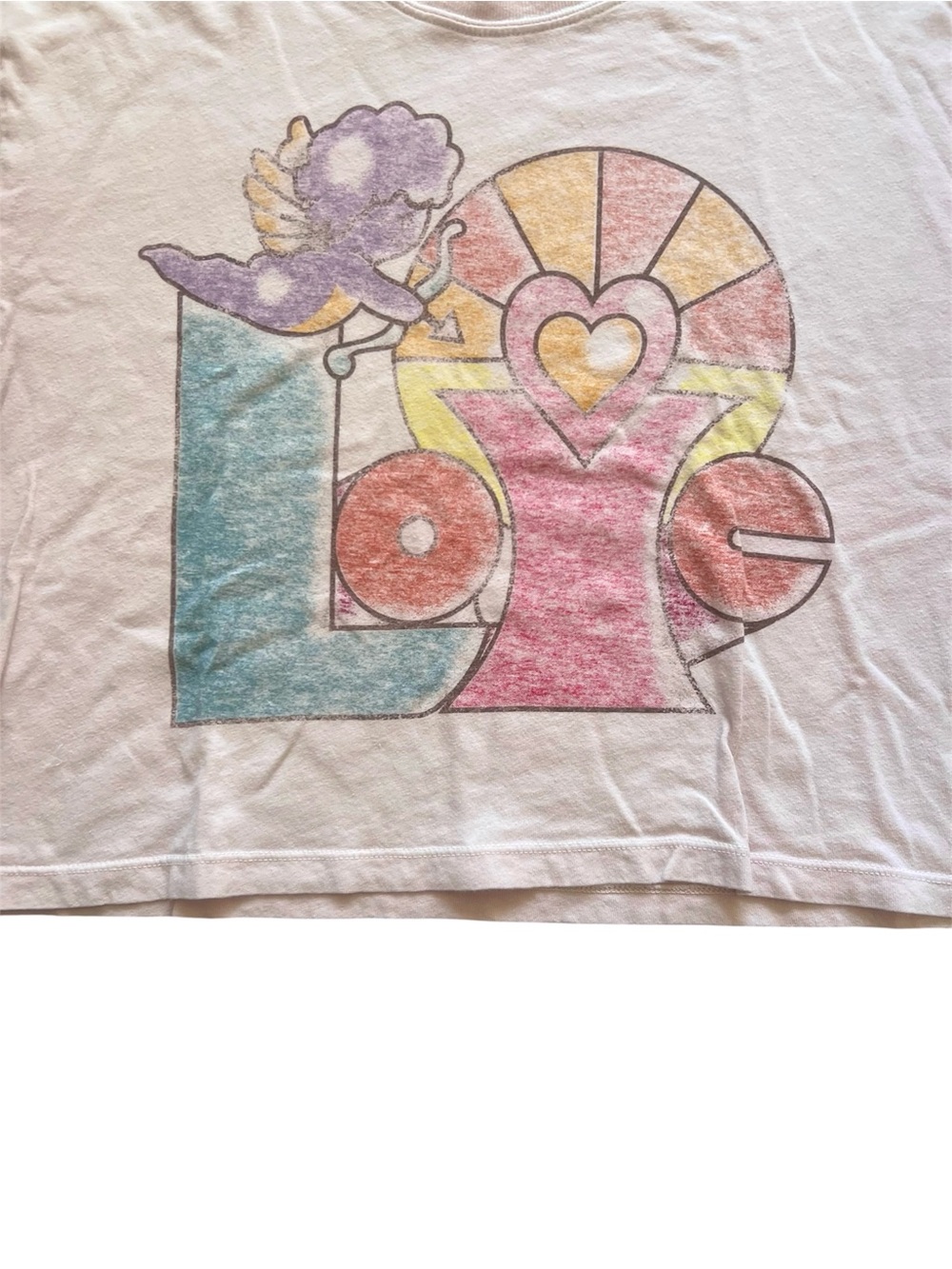 MOTHER Grab The Bag Crop Tee Cupid Love Pink Graphic | Medium - Picture 4 of 5